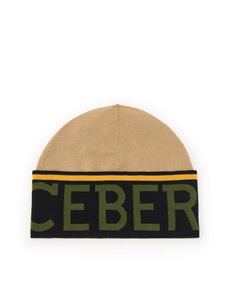 Beige logo beanie - Hats & Scarves | Iceberg - Official Website