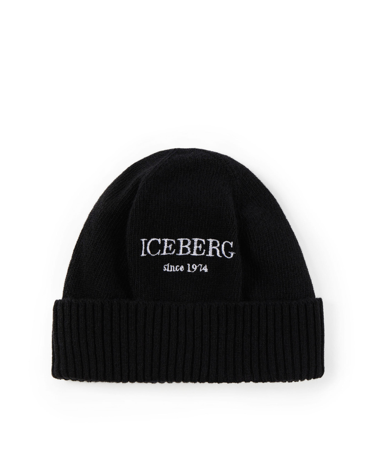 Institutional logo black beanie - Hats & Scarves | Iceberg - Official Website