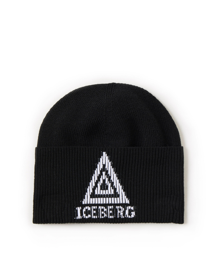 Iceberg triangle logo black beanie - Hats & Scarves | Iceberg - Official Website