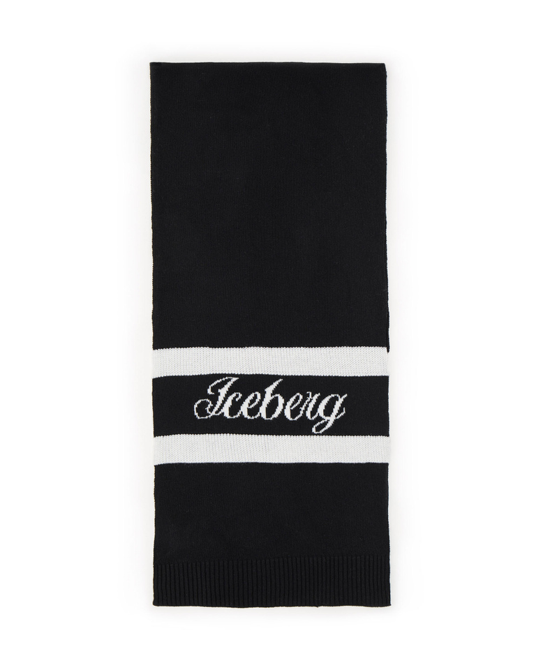 Black monochrome scarf with logo - Hats | Iceberg - Official Website