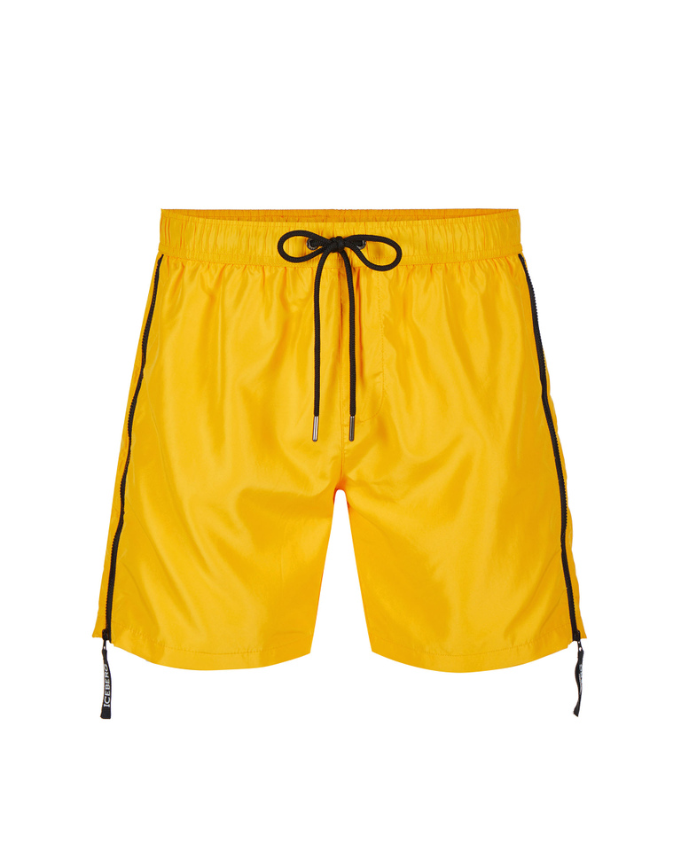 Yellow boxer swimming shorts with side logo detail - Beachwear | Iceberg - Official Website