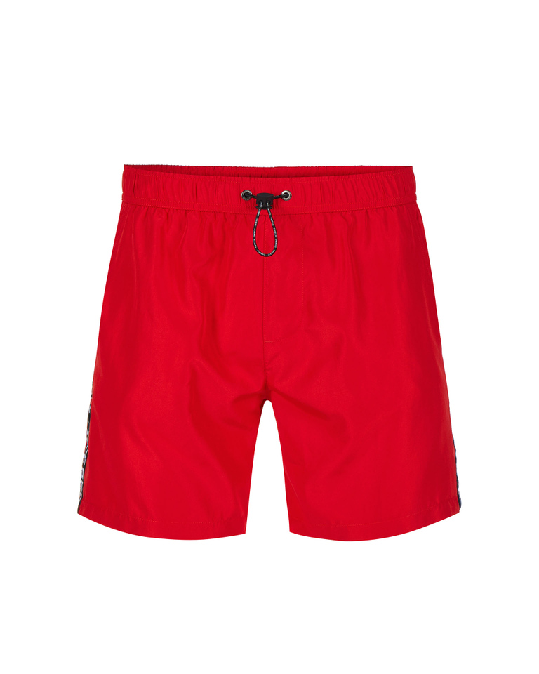 Red vertical logo detail boxer swimming shorts - Beachwear | Iceberg - Official Website