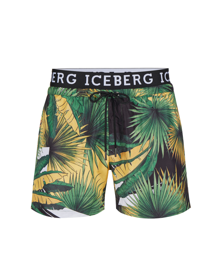 Palm print boxer swimming shorts - Beachwear | Iceberg - Official Website