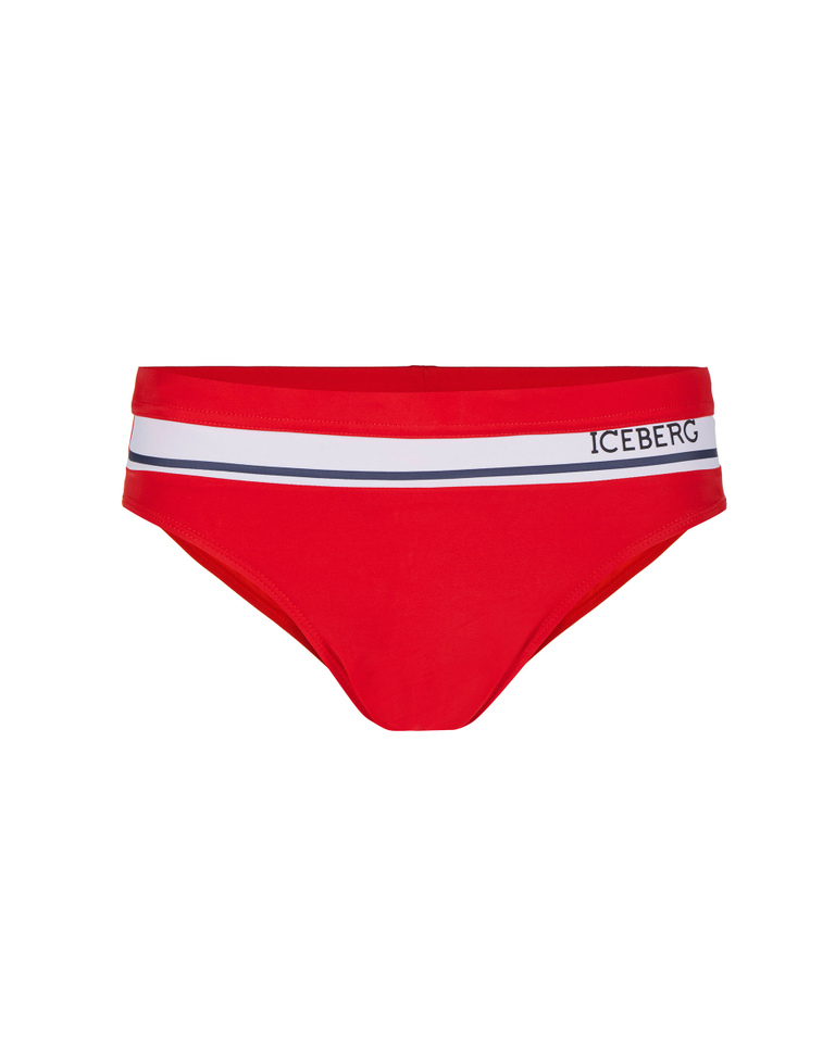 Red institutional logo swimming briefs - Beachwear | Iceberg - Official Website