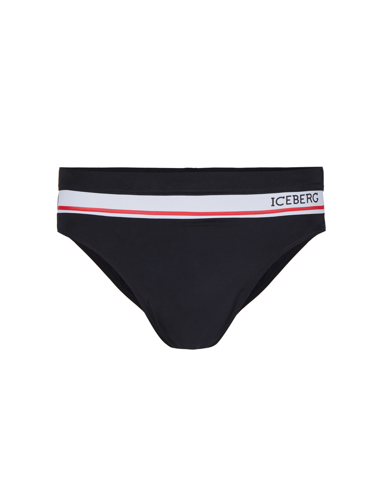 Black institutional logo swimming briefs - Beachwear | Iceberg - Official Website