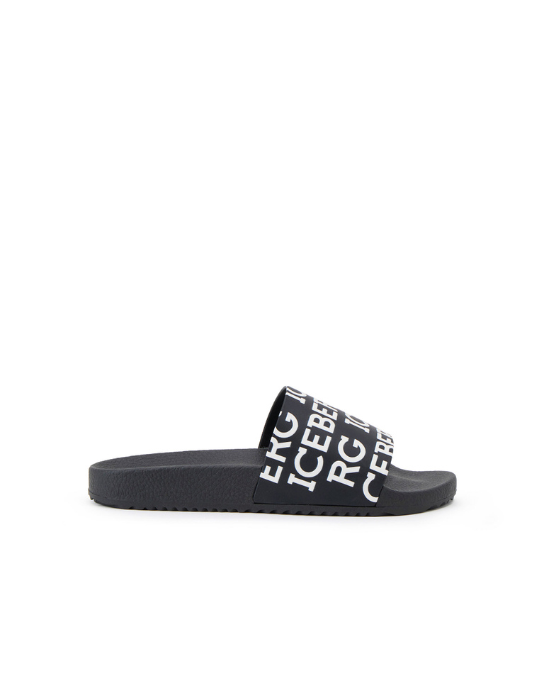 Logo Slipper in black with white - Shoes & sneakers | Iceberg - Official Website