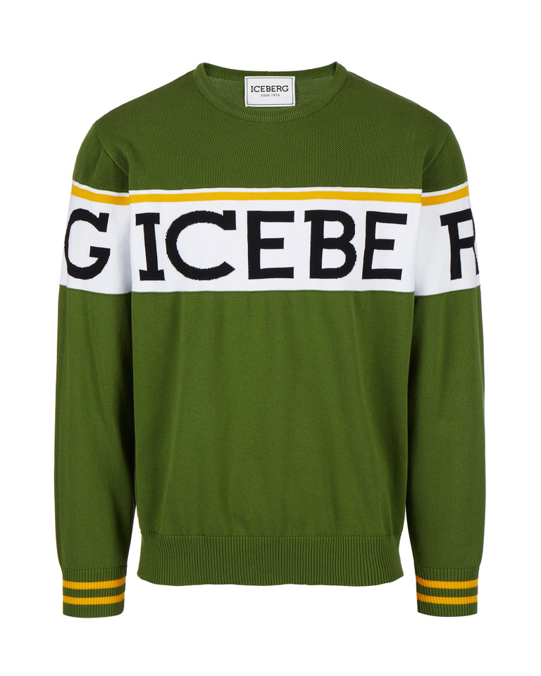 Green institutional logo sweatshirt - Knitwear | Iceberg - Official Website