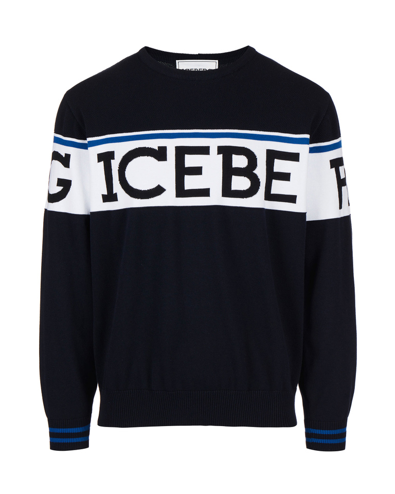 Classic blue institutional logo sweatshirt - MIX MATERIAL INSTITUTIONAL | Iceberg - Official Website