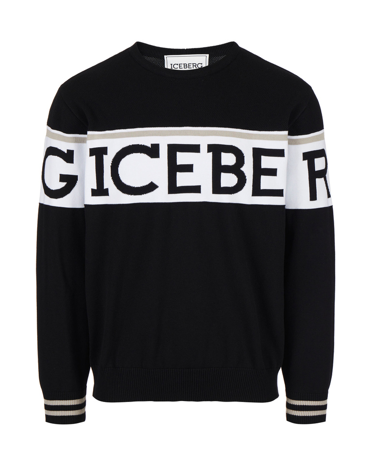 Black institutional logo sweatshirt - Knitwear | Iceberg - Official Website