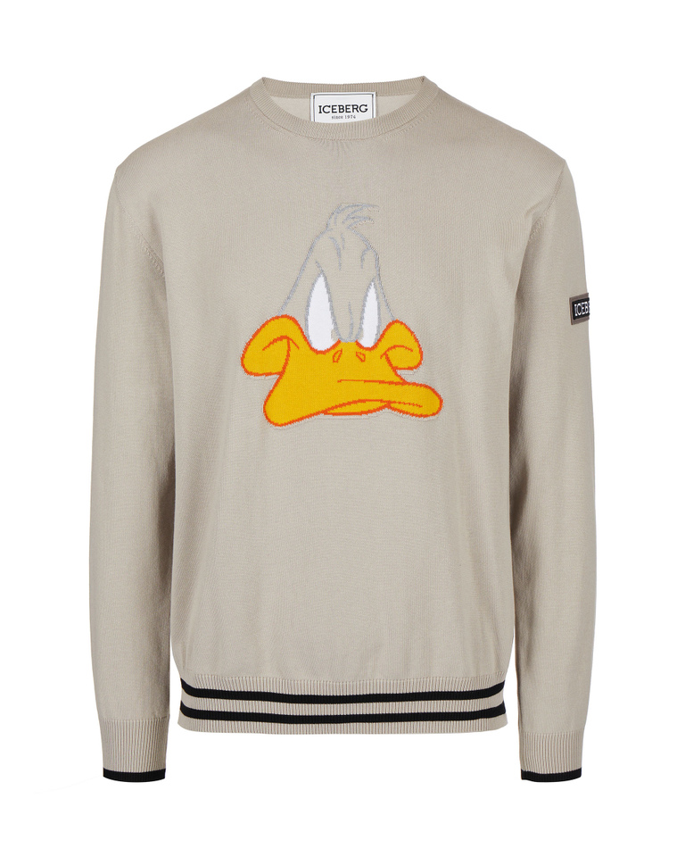 Daffy Duck khaki green sweater with logo - Knitwear | Iceberg - Official Website