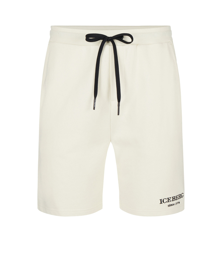Heritage logo shorts in white - Trousers | Iceberg - Official Website