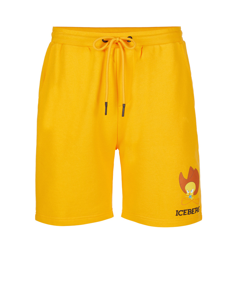 Looney Tunes logo shorts in yellow - Trousers | Iceberg - Official Website