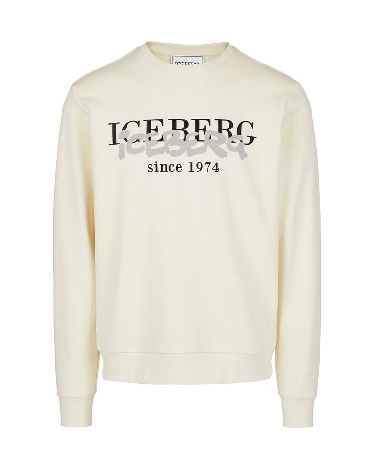 Heritage logo sweatshirt in cream - Sweatshirts | Iceberg - Official Website