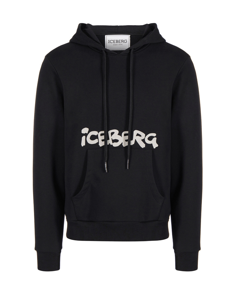 Institutional logo black hoodie - MIX MATERIAL INSTITUTIONAL | Iceberg - Official Website