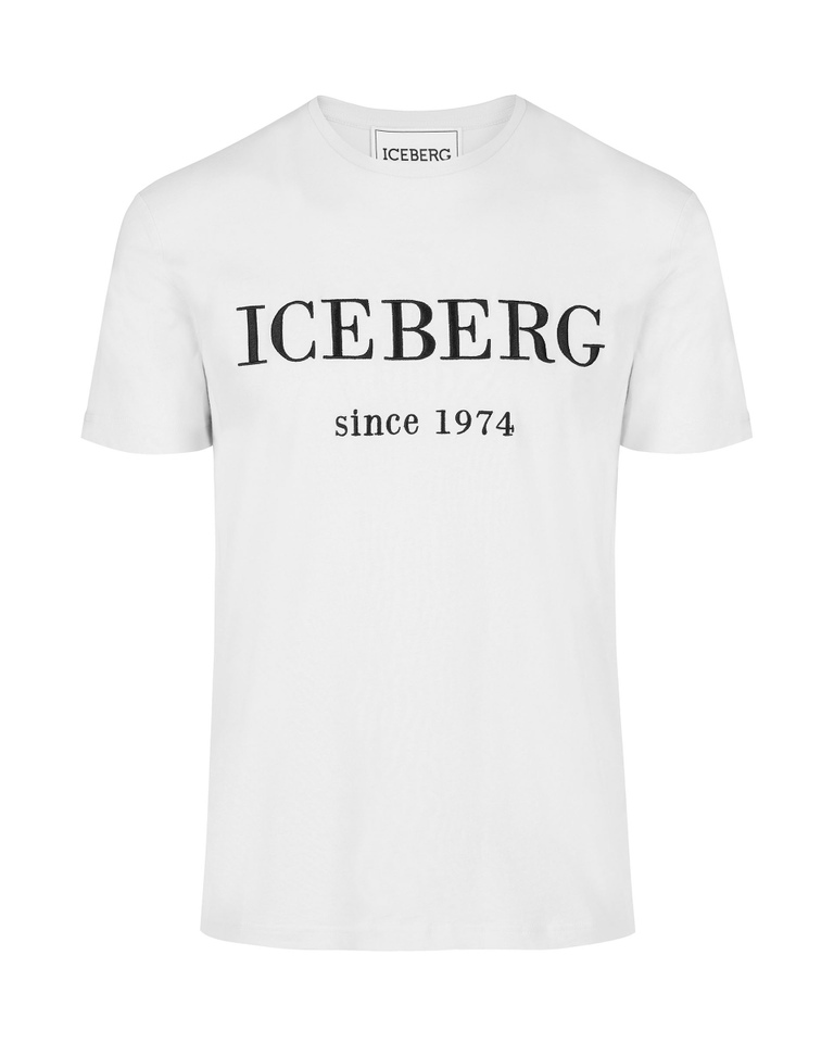 Embroidered heritage logo t-shirt in white - Carryover | Iceberg - Official Website