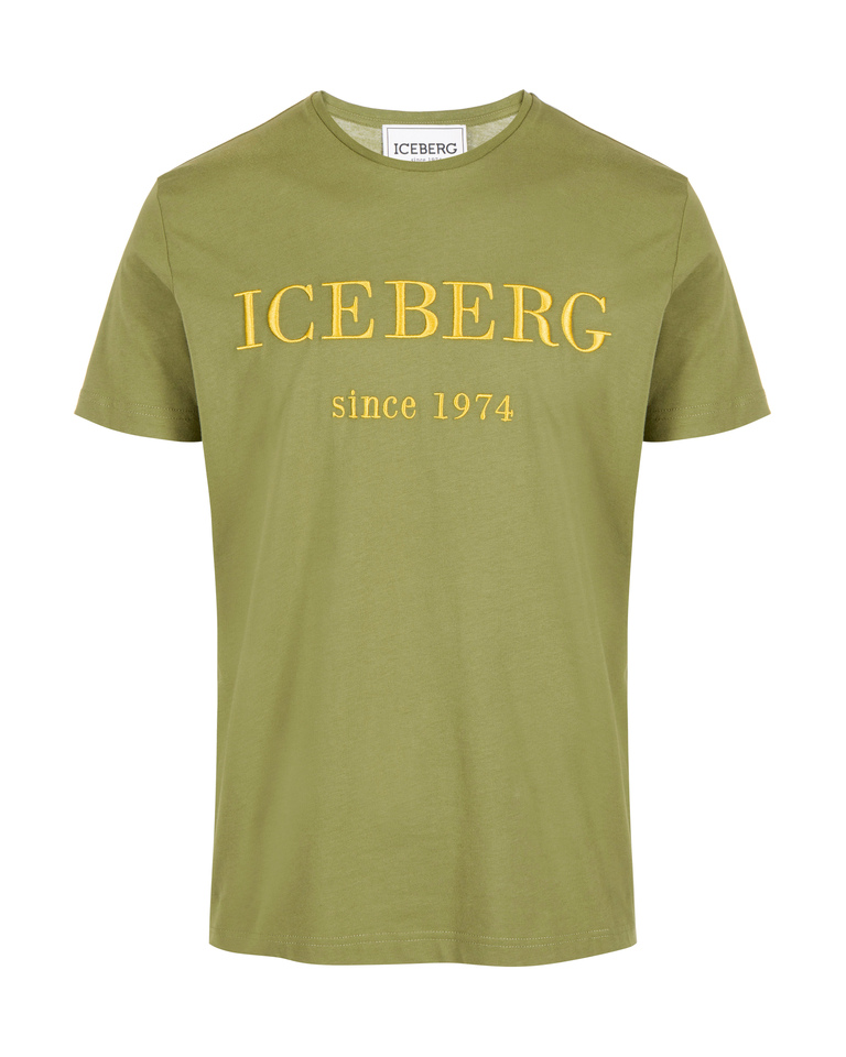 Embroidered heritage logo khaki t-shirt - T-shirts & polo | Iceberg - Official Website