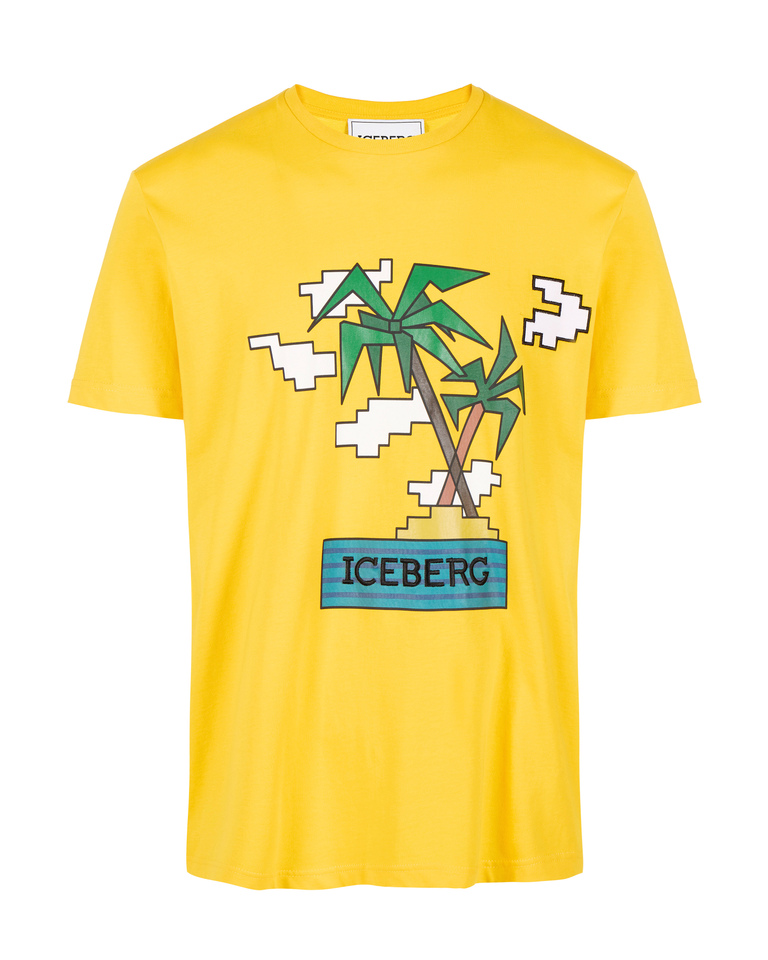 T-shirt gialla stampa palme - Uomo | Iceberg - Official Website