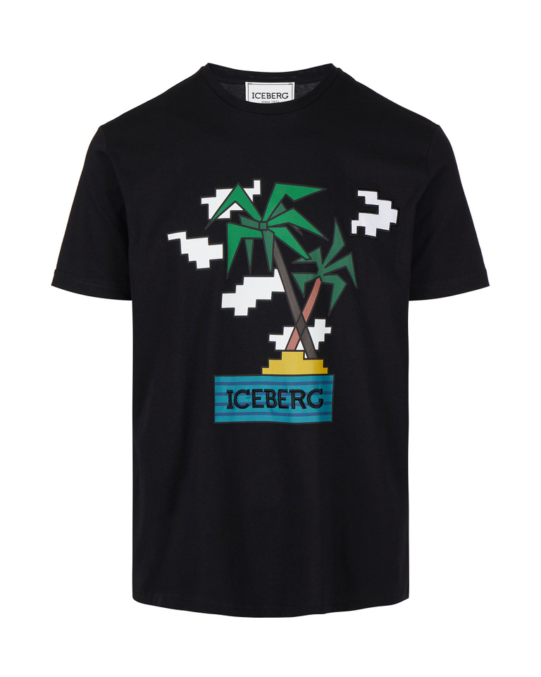 Palm print t-shirt in black - JAPANESE PALM | Iceberg - Official Website