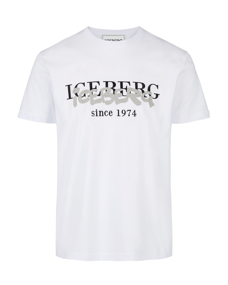 Heritage logo print t-shirt in white - MIX MATERIAL INSTITUTIONAL | Iceberg - Official Website