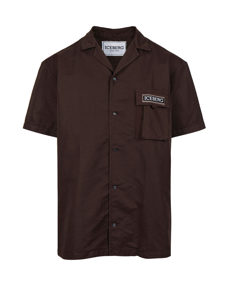 Institutional logo brown short-sleeved shirt - shirts | Iceberg - Official Website