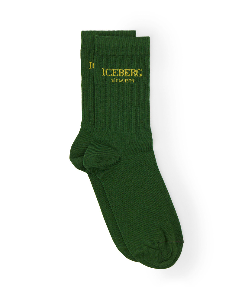 Khaki green heritage logo socks - socks | Iceberg - Official Website