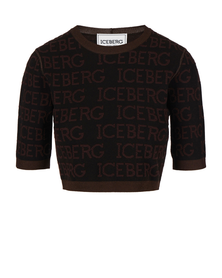 3D logo crop top in brown - Knitwear | Iceberg - Official Website