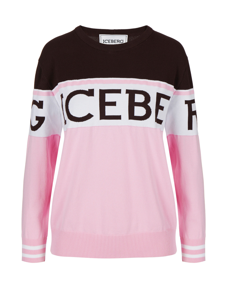 Institutional logo sweater in pink - Knitwear | Iceberg - Official Website