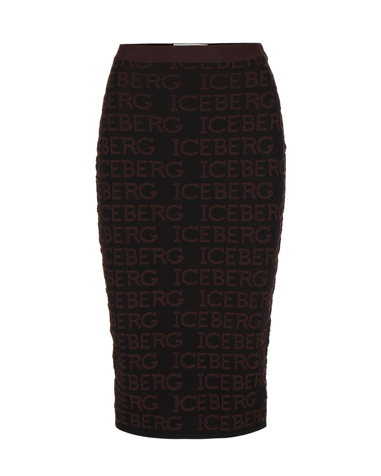 3D logo pencil skirt in brown - Knitwear | Iceberg - Official Website