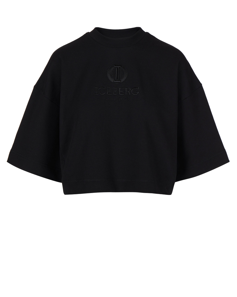 I monogram black short-sleeved sweatshirt - Woman | Iceberg - Official Website