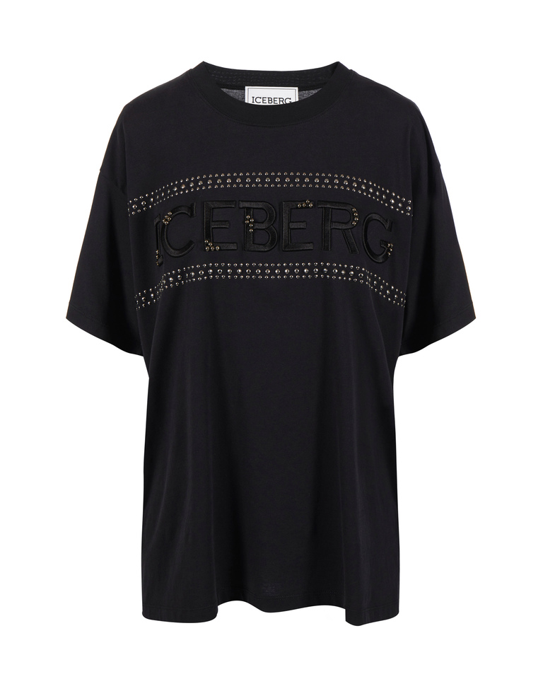 Black studs logo t-shirt - PROMO UP TO 30%  | Iceberg - Official Website