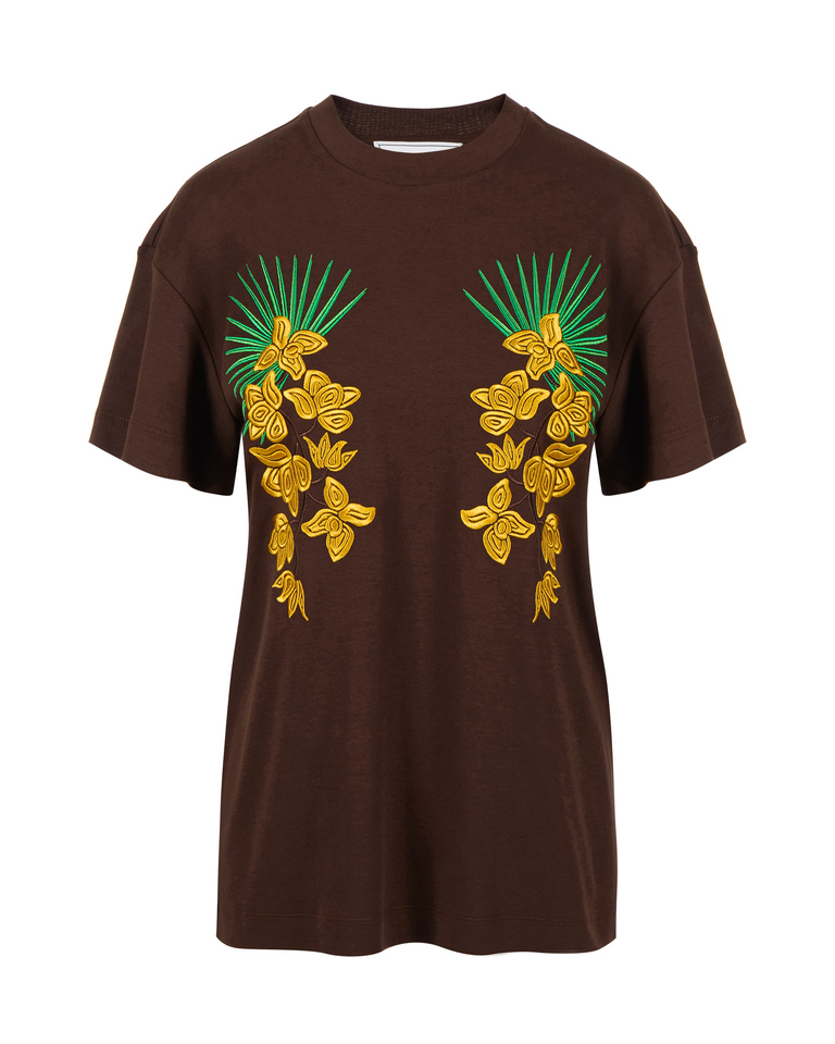 Orchid embroidered t-shirt - PROMO UP TO 30%  | Iceberg - Official Website