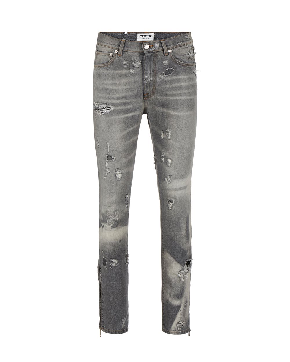 Gray washed jeans 5 pockets - Trousers | Iceberg - Official Website
