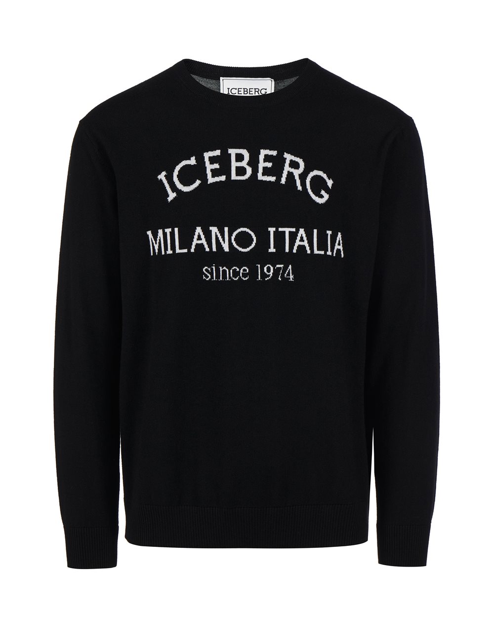 Black jumper with heritage logo - Knitwear | Iceberg - Official Website