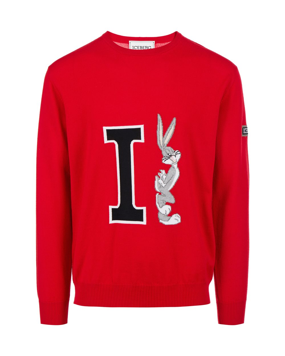 Red sweater with cartoon detail - Knitwear | Iceberg - Official Website