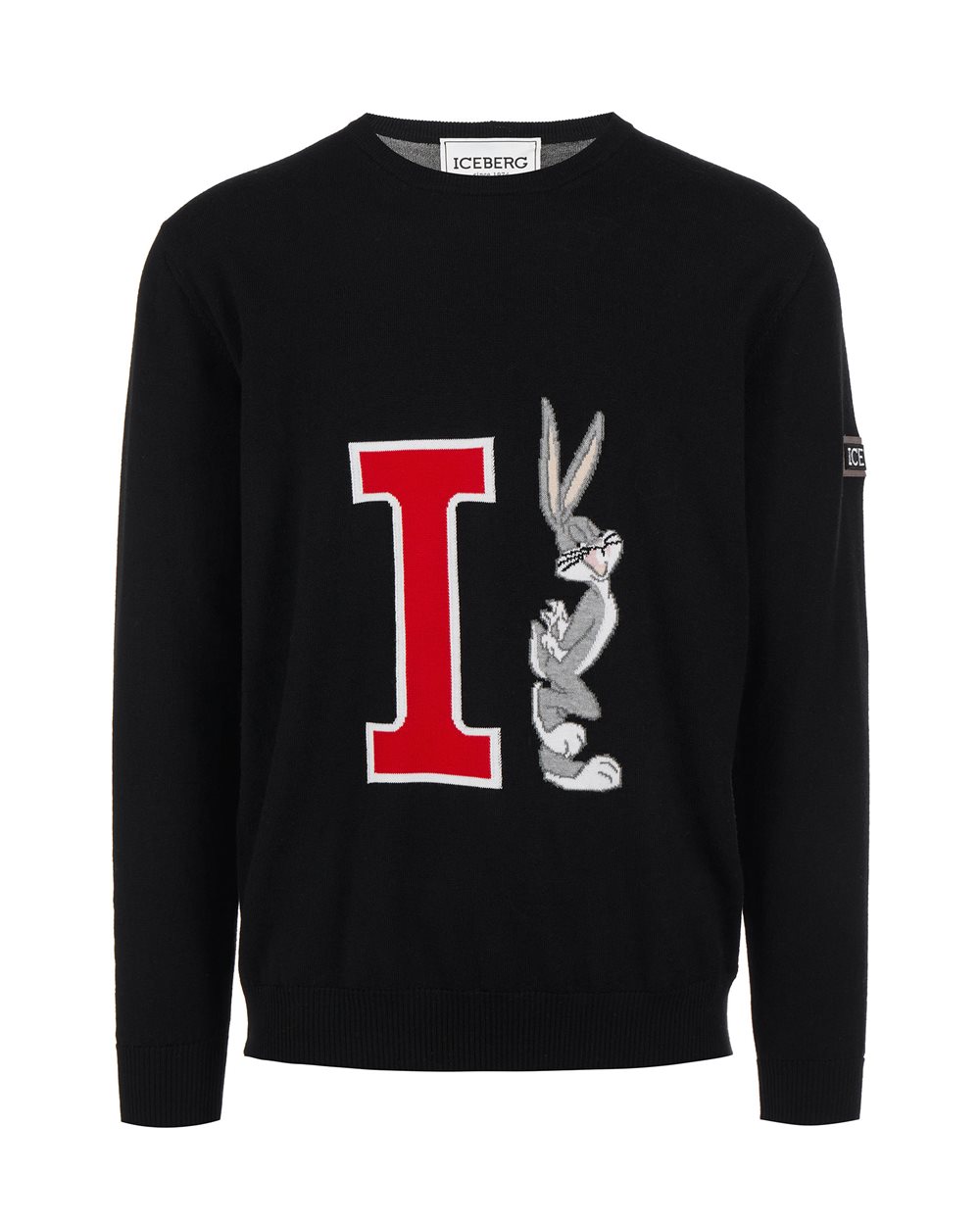 Black sweater with cartoon detail - Knitwear | Iceberg - Official Website