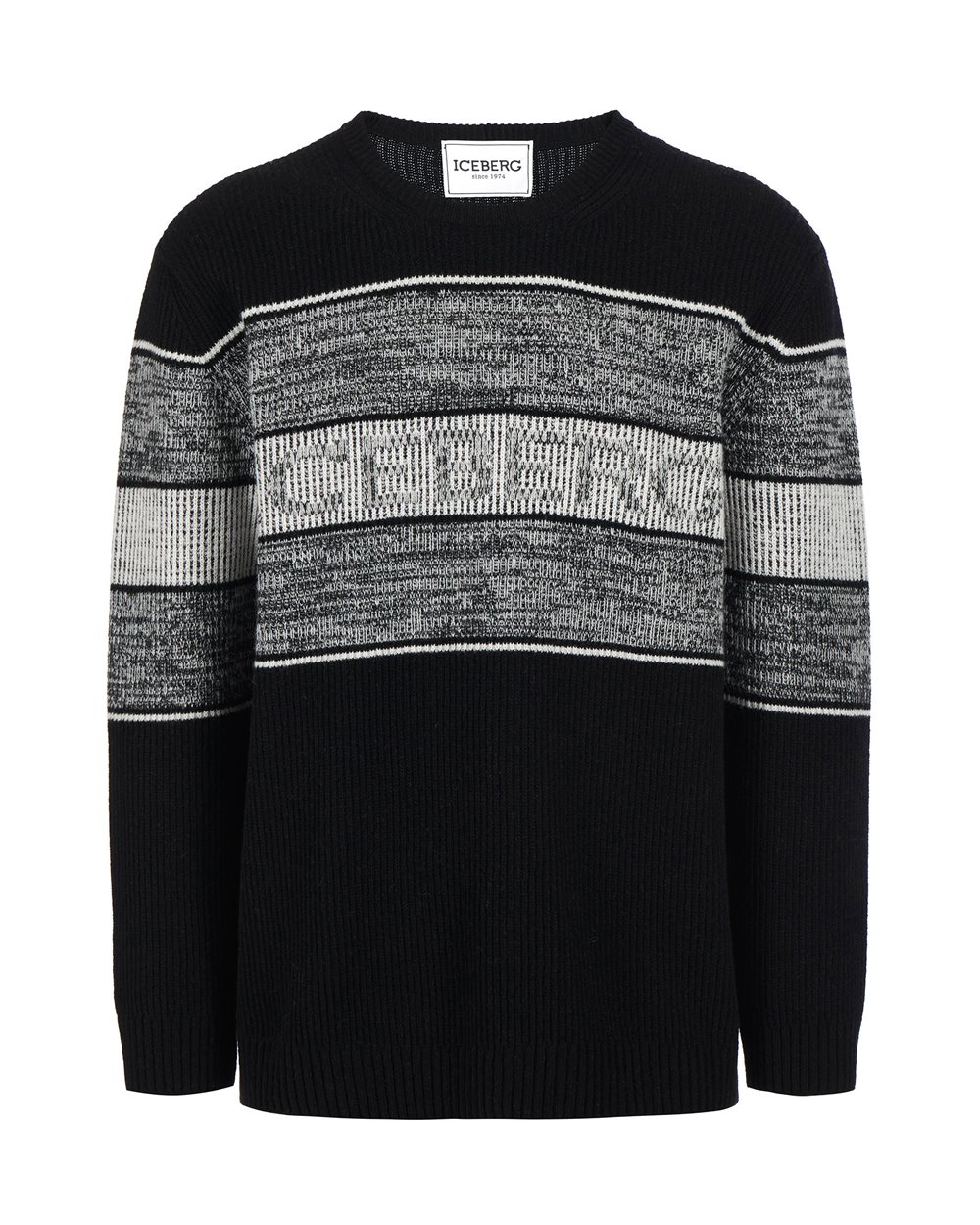Crewneck sweater with logo - Knitwear | Iceberg - Official Website