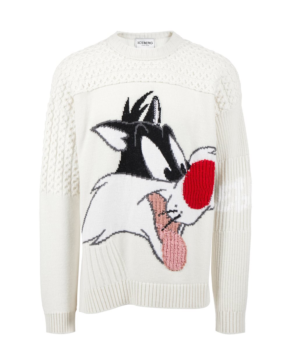 Sweater with logo and cartoon detail - Knitwear | Iceberg - Official Website