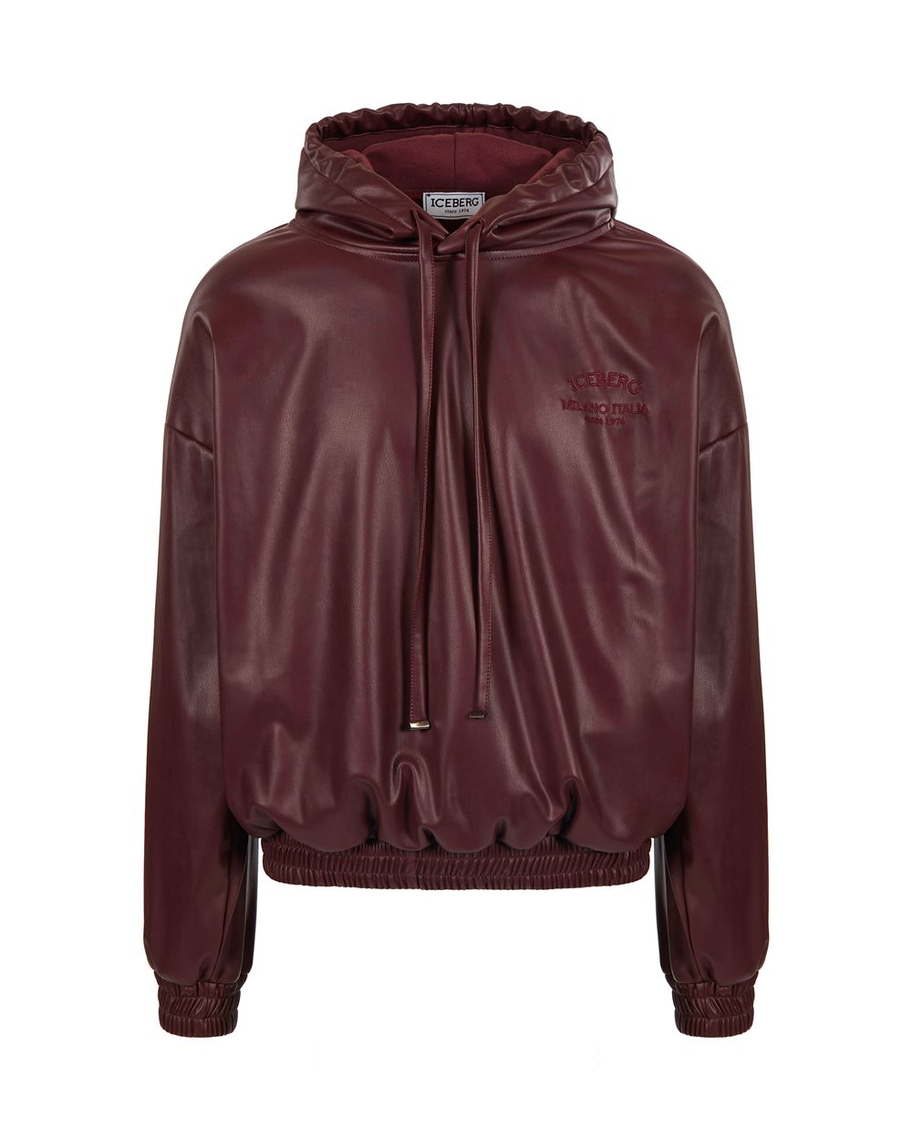 Eco-leather hooded sweatshirt - Fashion Show Man | Iceberg - Official Website
