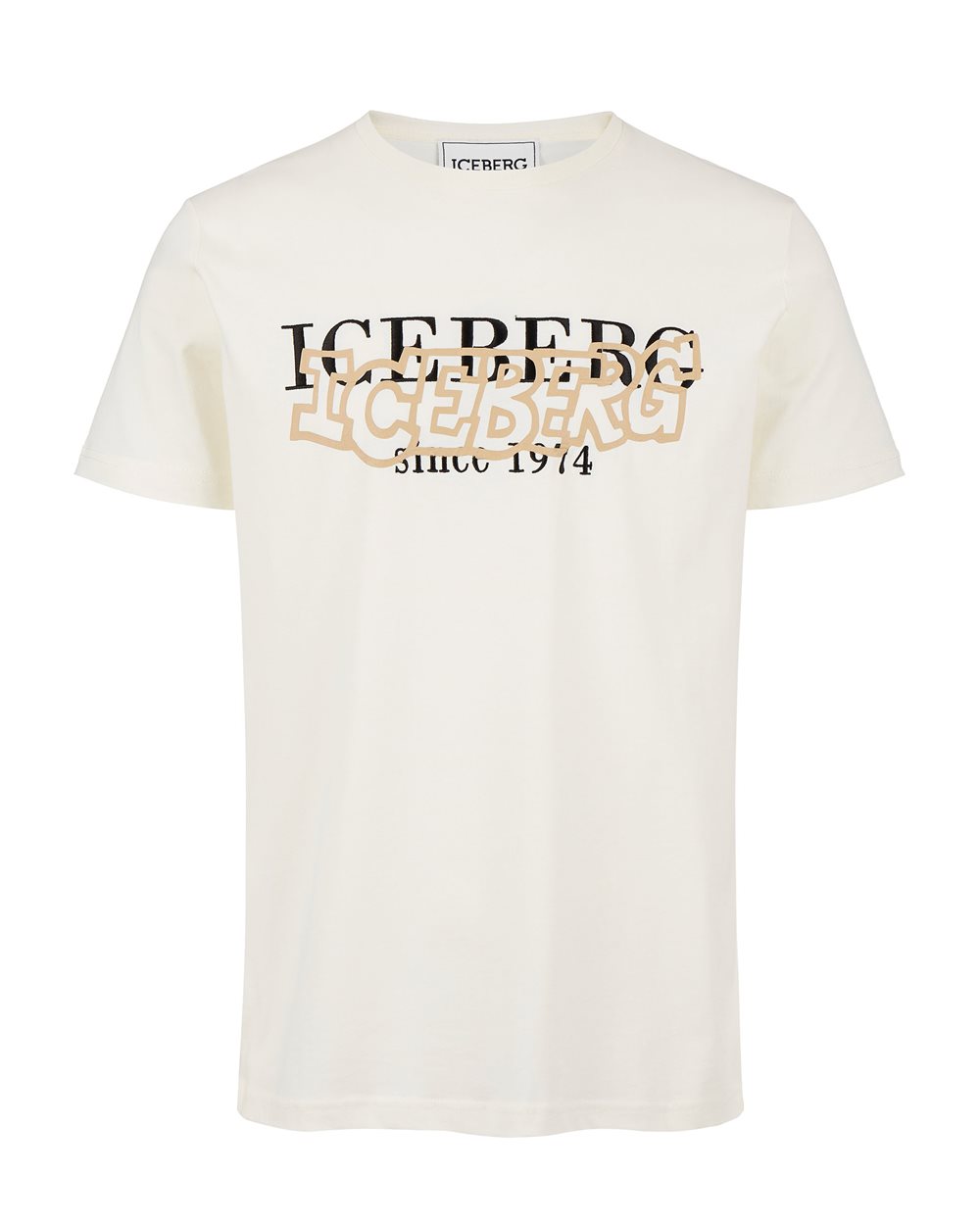 T-shirt bianca avorio con doppio logo | Iceberg - Official Website