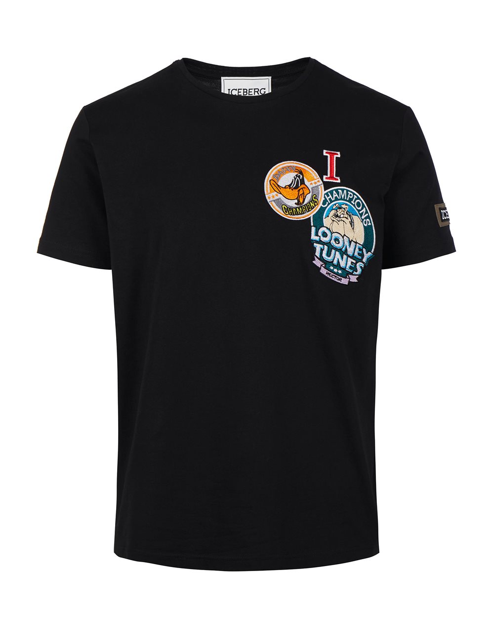 T-shirt nera con patch cartoon | Iceberg - Official Website