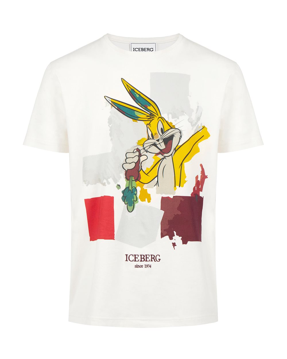 White ivory T-shirt with cartoon graphic - T-shirts & polo | Iceberg - Official Website