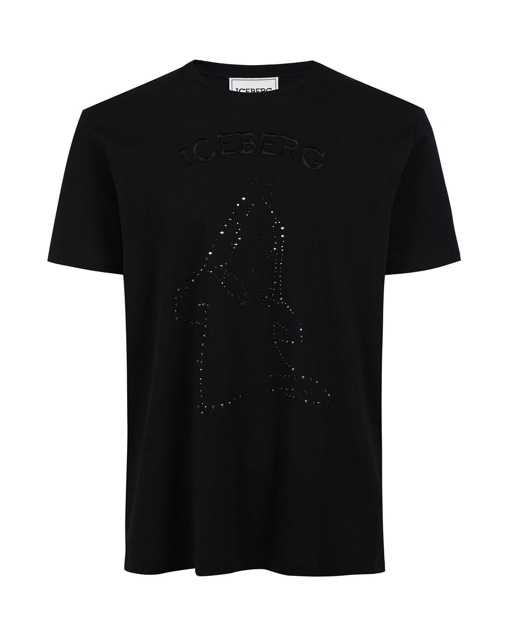 Black t-shirt with logo and studs - T-SHIRT AND POLO | Iceberg - Official Website