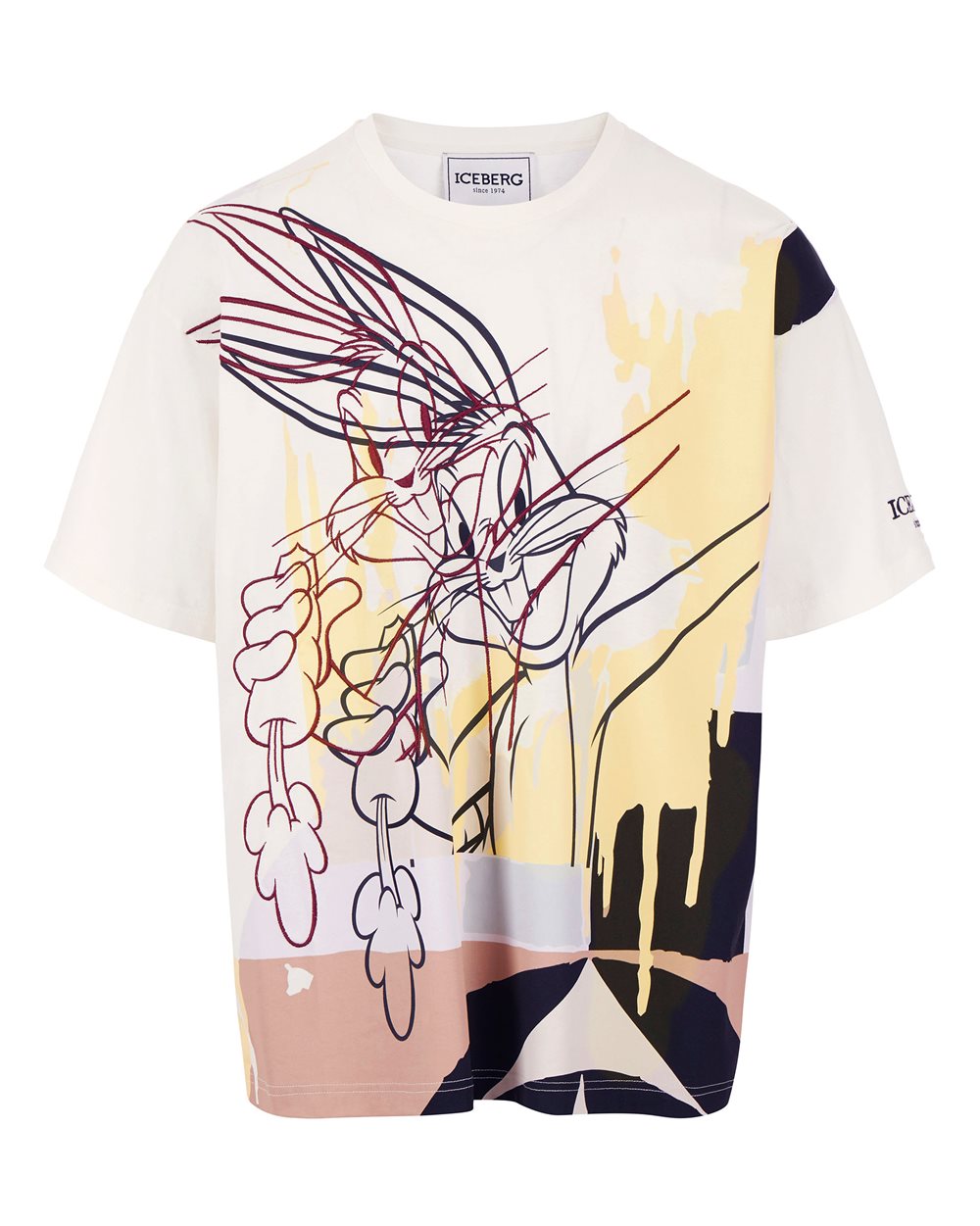 White ivory T-shirt with cartoon graphic - LOONEY TUNES MAN | Iceberg - Official Website