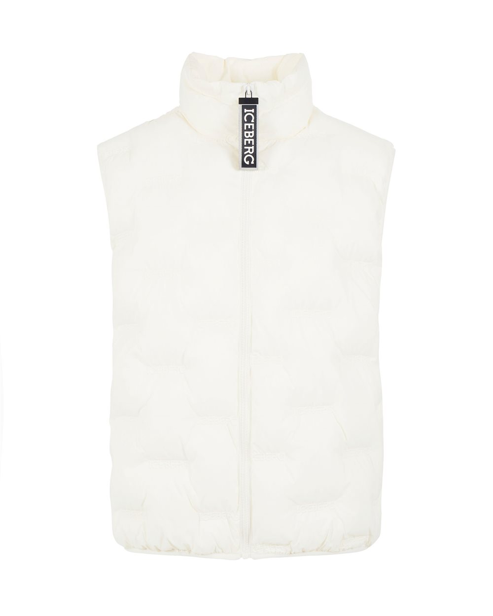 White ivory padded gilet with allover logo - OUTERWEAR | Iceberg - Official Website