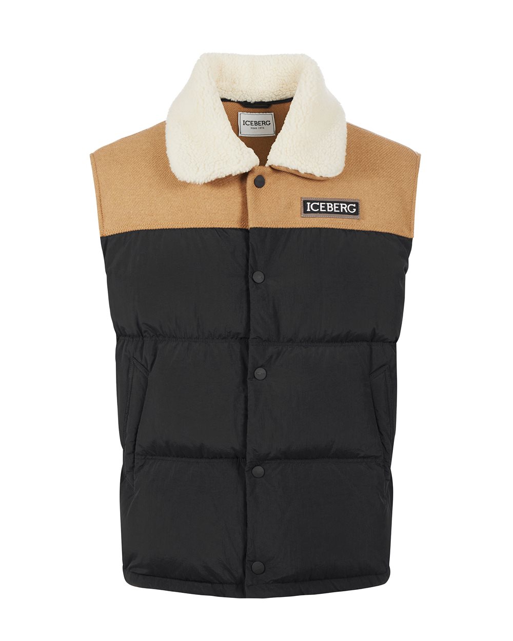 Padded gilet with eco-fur collar - Outerwear | Iceberg - Official Website