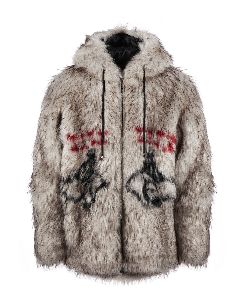 Eco-fur jacket with cartoon details - Fashion Show Man | Iceberg - Official Website