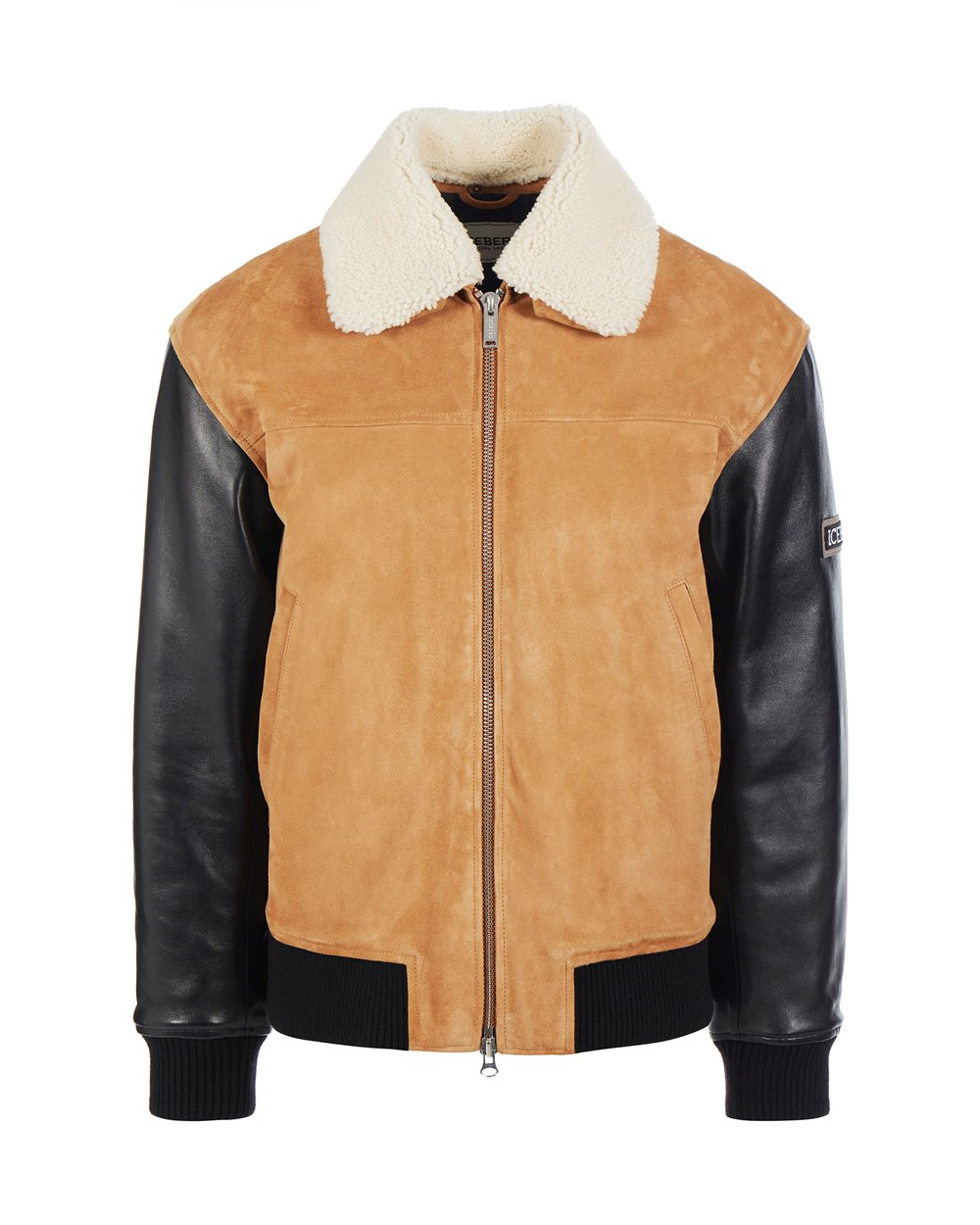 Leather jacket with eco-fur collar - OUTERWEAR | Iceberg - Official Website