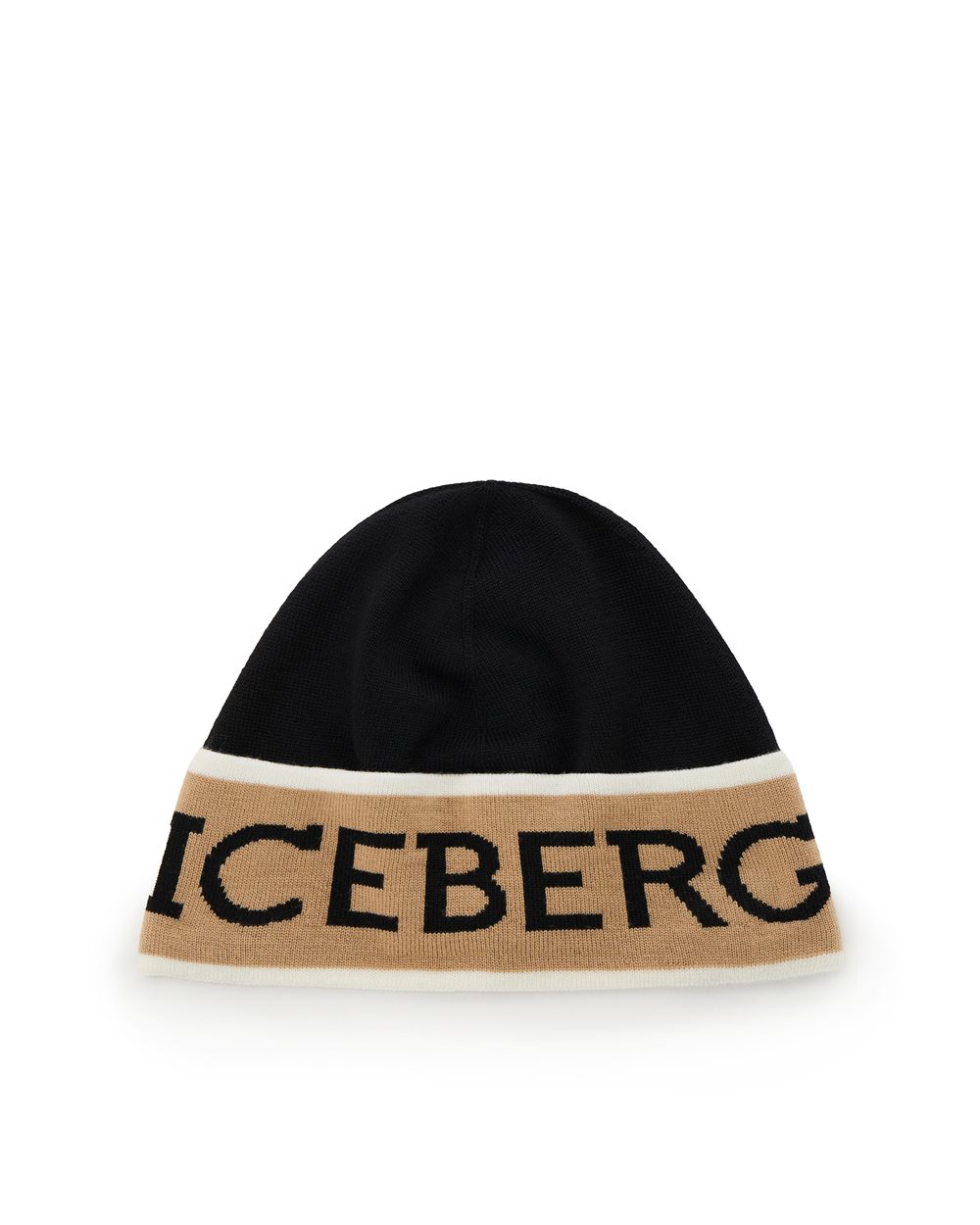 Black wool beanie with logo -  ( SECONDO STEP US )  PROMO UP TO 50%  | Iceberg - Official Website