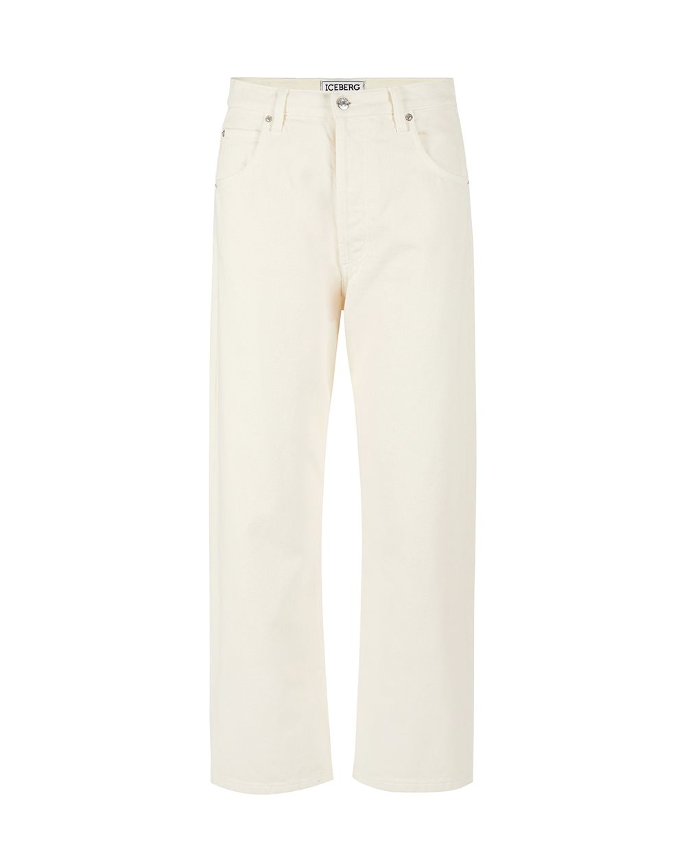 Ivory white jeans with logo - Trousers | Iceberg - Official Website