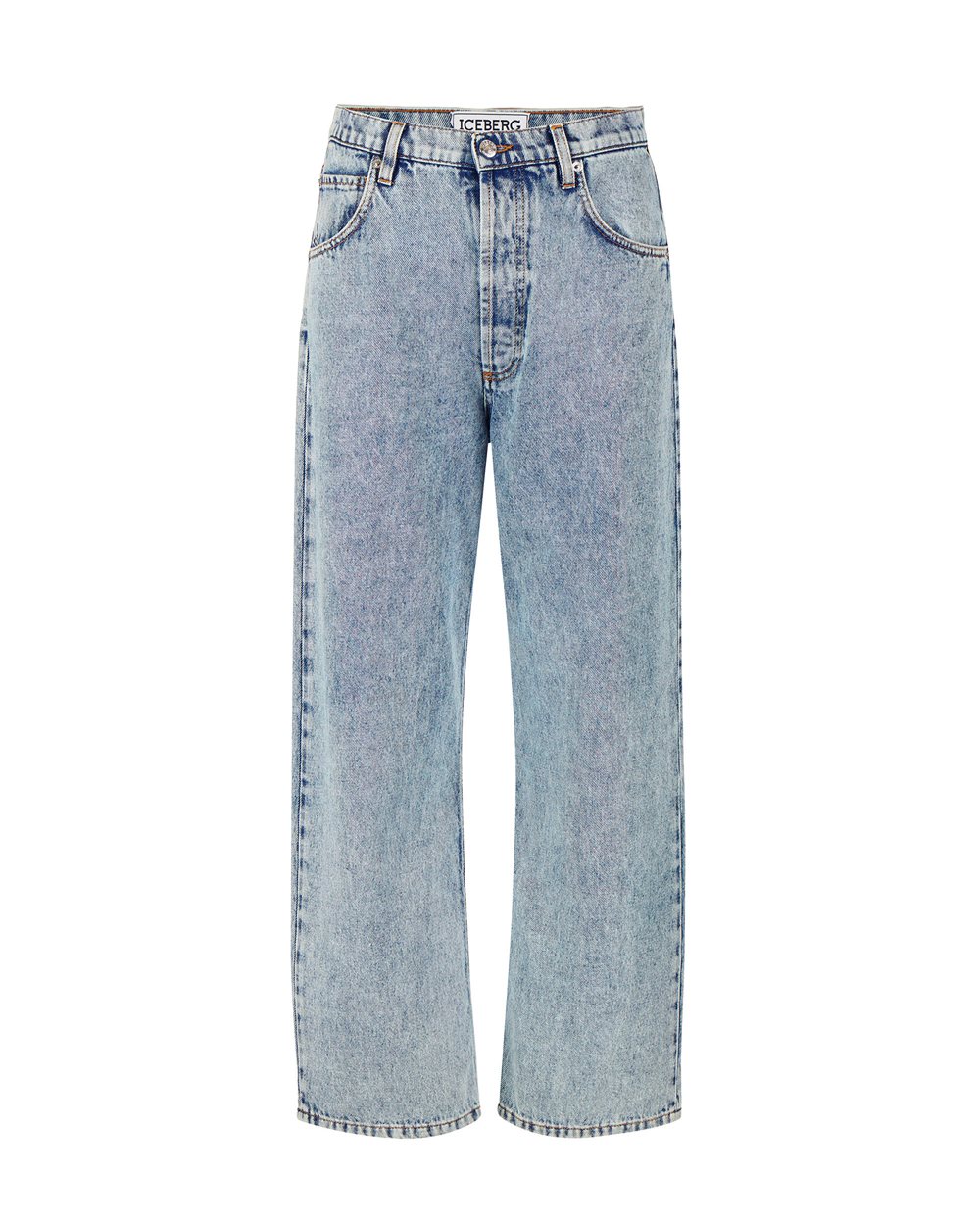 Wide leg jeans with logo - Trousers | Iceberg - Official Website